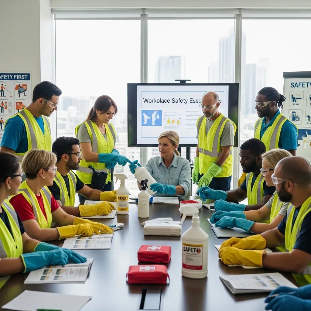 diverse-cleaning-staff-engaged-in-a-safety-training-session-with-personal-protective-equipment-bb79c013-8259-4be3-8d71-bc21cf9f4876.webp Diverse cleaning staff engaged in a safety training session with personal protective equipment